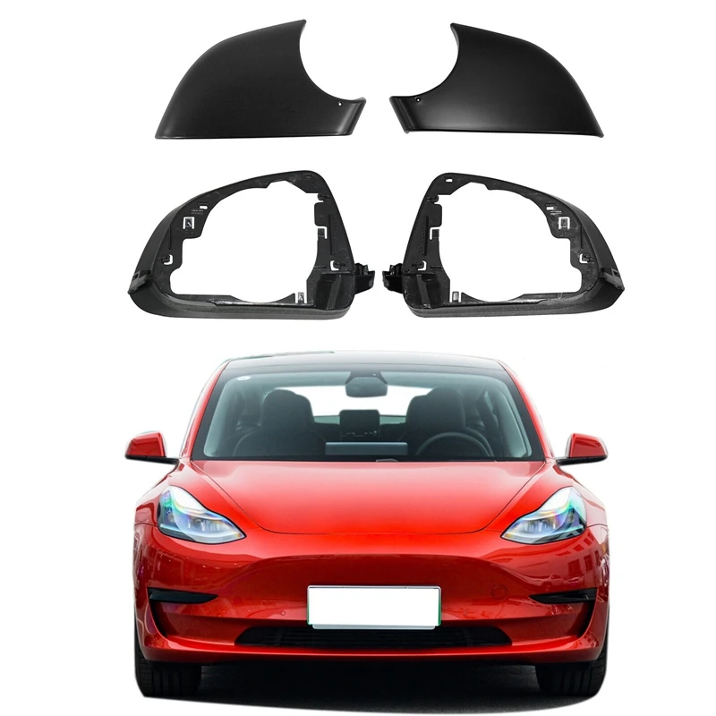 Auto Pa Kreisi Un Labajā Pusē Durvīm Spoguļi Mazāku Vāciņu Ar Rāmi Melnā Tesla Model 3 2017-2021
