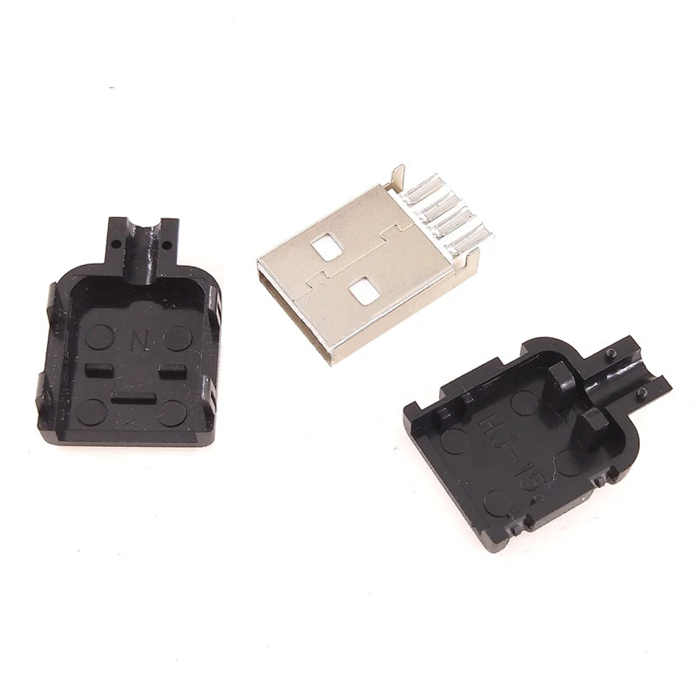 Datu Savienojumu DIY USB Plastmasas Apvalks Melns 4 Pin USB Ligzda Vīriešu USB USB Adapteri USB 2.0 Savienotājs