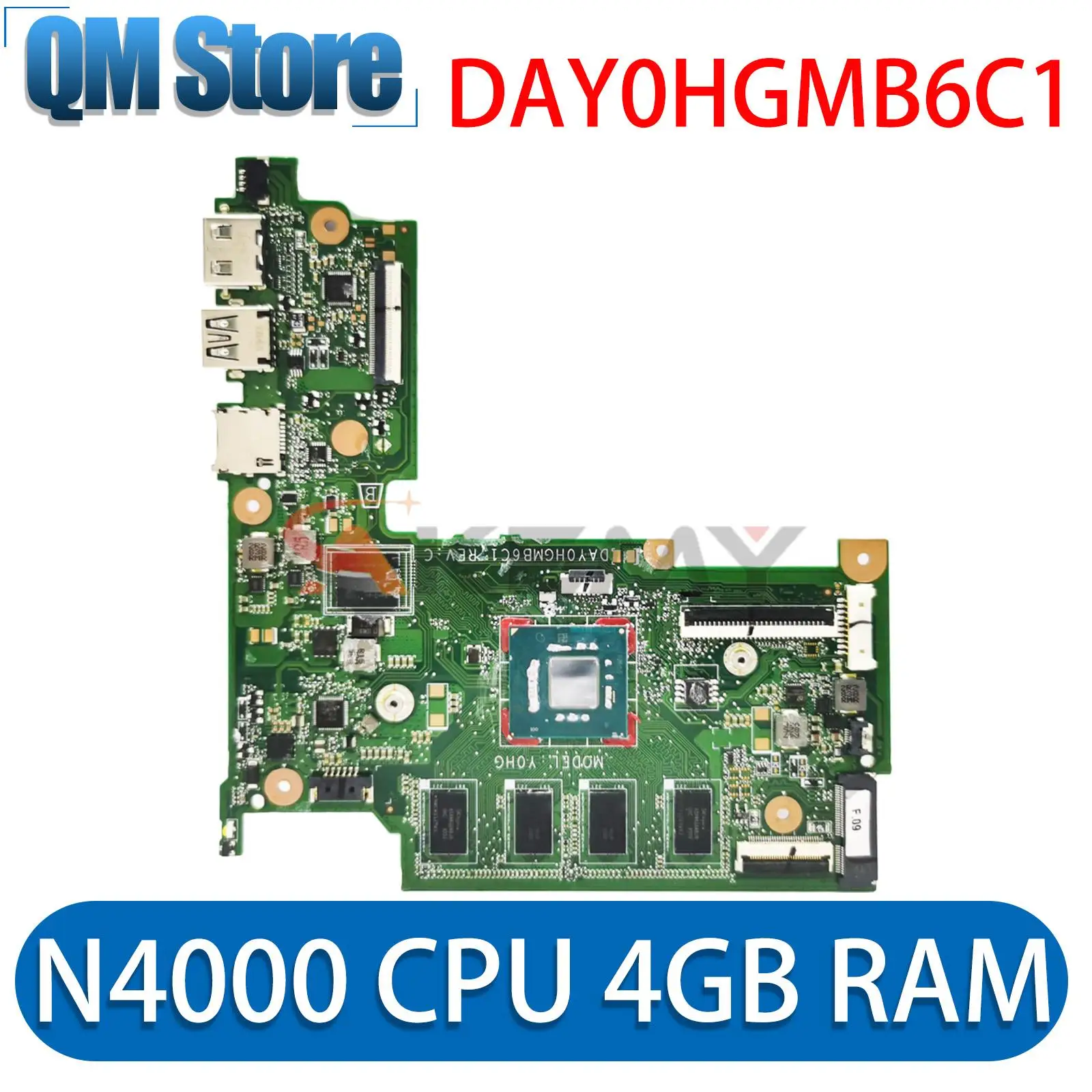 HP Plūsma 11-AH N4000 4GB RAM Klēpjdators Mātesplatē DAY0HGMB6C1 L23458-601 SR3S1 11-AH012DX 11-AH113WM Grāmatiņa Mainboard