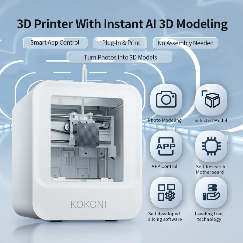 Karstā Kokoni Daudzfunkcionāls Smart 3D Printeri, kas Bez Līmeņošanas Foto Modelēšana App Kontroles Apdrukas Izmēru 100*100*58mm