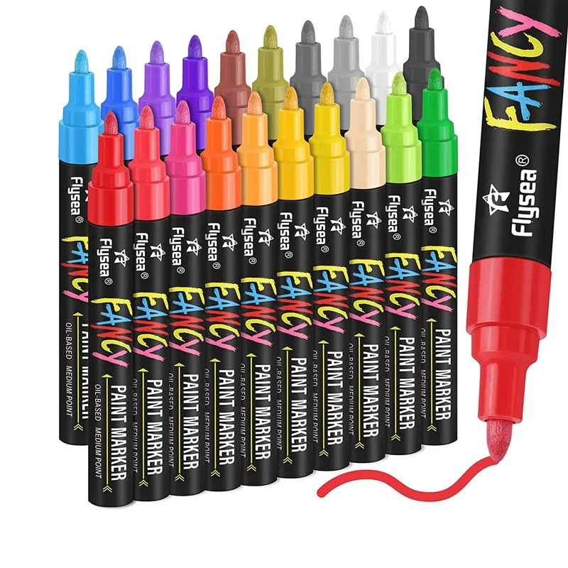 Krāsas Pildspalvas Krāsu Marķieri, 20 Krāsas Uz Eļļas Pamata, Ar Ūdensizturīgu Krāsu Marķieri, Pildspalvas Komplekts, Nekad Izbalināt Ātri Sausas Un Pastāvīgu
