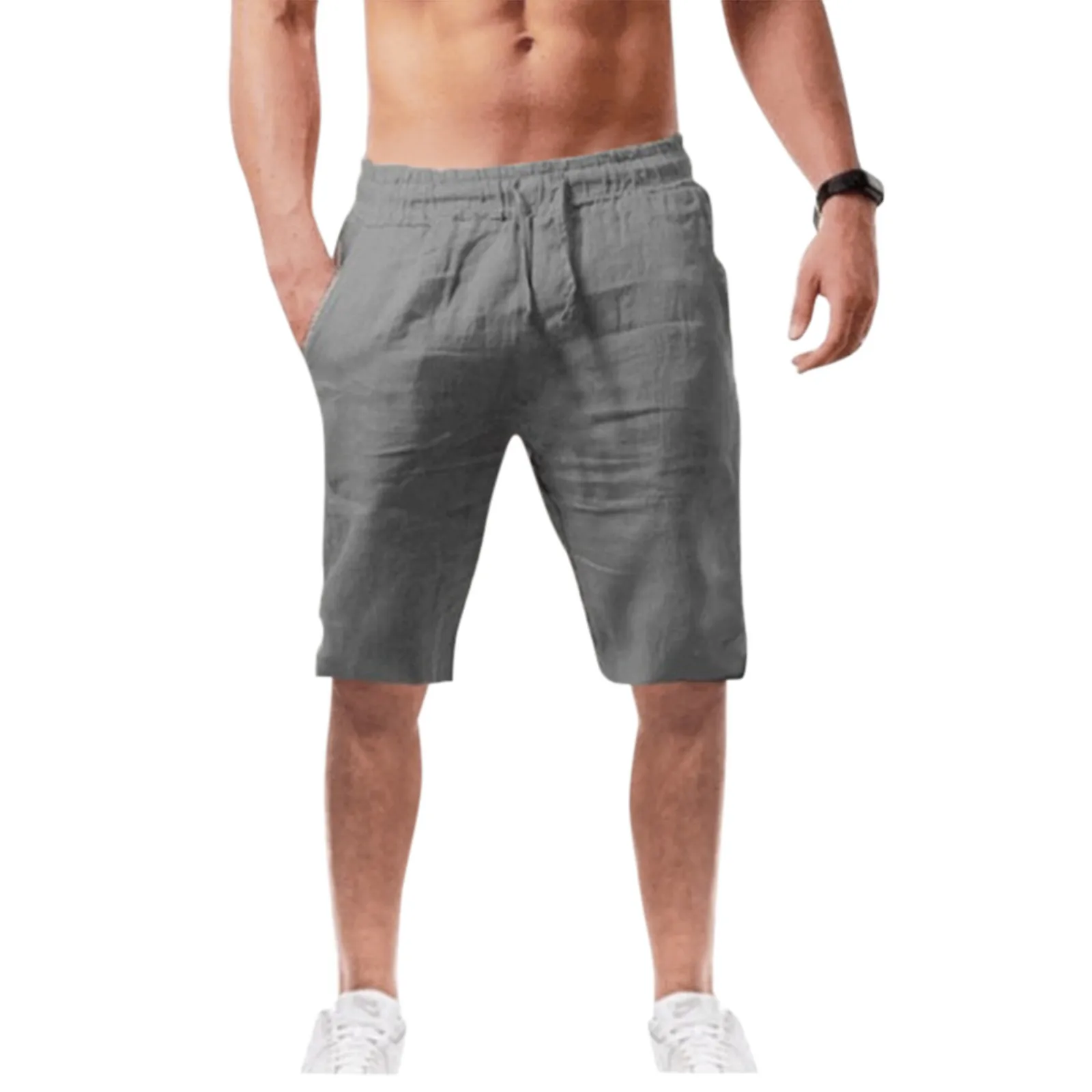 Mākslīgās Kokvilnas Veļa Šorti Havaju Beachwear Riepas Vasaras vienkrāsainu Vīriešu Bikses Elastīgs Viduklis Zaudēt Pludmales Pantalones Cortos
