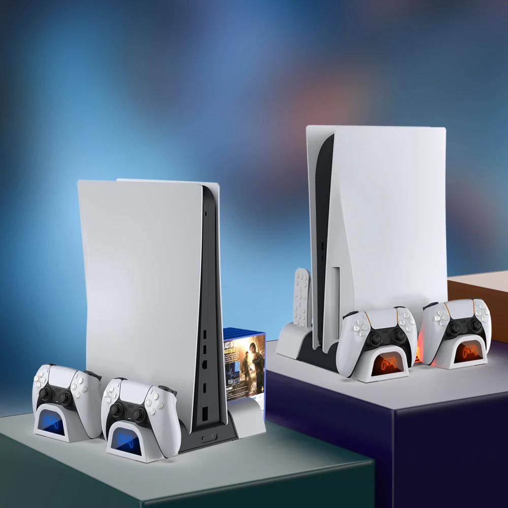 Par PS5 Vertikālā Statīva 2 Kontrolieris Uzlādes Doks Dzesēšanas Ventilators Sony Playstation 5 Play Station par PS5 Konsoles Piederumi