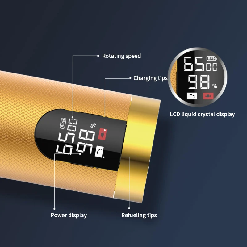 Profesionāli Spēcīgu Salons Matu Trimmeris Zelta USB Lādējamu Nav Iestrēdzis Eļļa Galvas LED Displejs, Frizētava Bezvadu Matu Clipper