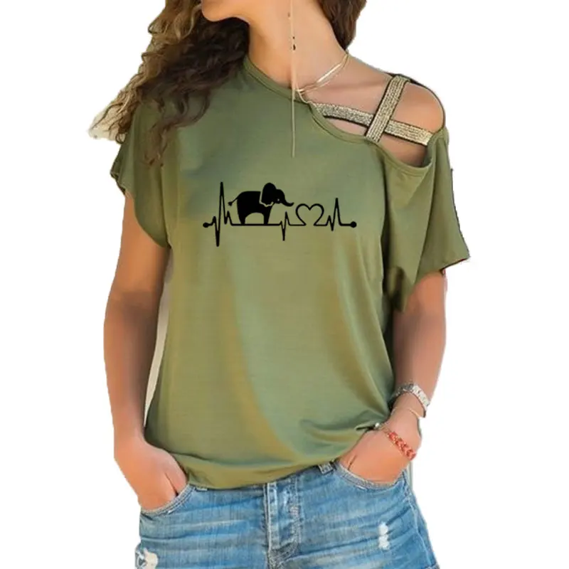 Sieviešu T-Krekli Vasaras Īsām Piedurknēm T Krekls Sievietēm zilonis Iespiests T-krekls Gadījuma Nelegālo Tee Sieviešu Apģērbu Sirdspuksti