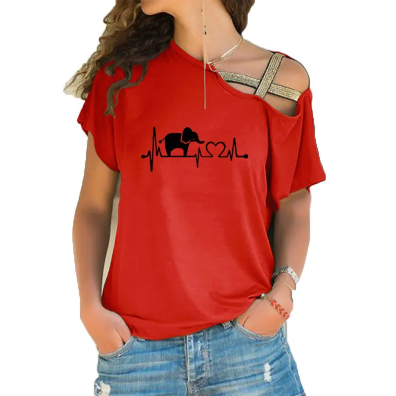 Sieviešu T-Krekli Vasaras Īsām Piedurknēm T Krekls Sievietēm zilonis Iespiests T-krekls Gadījuma Nelegālo Tee Sieviešu Apģērbu Sirdspuksti