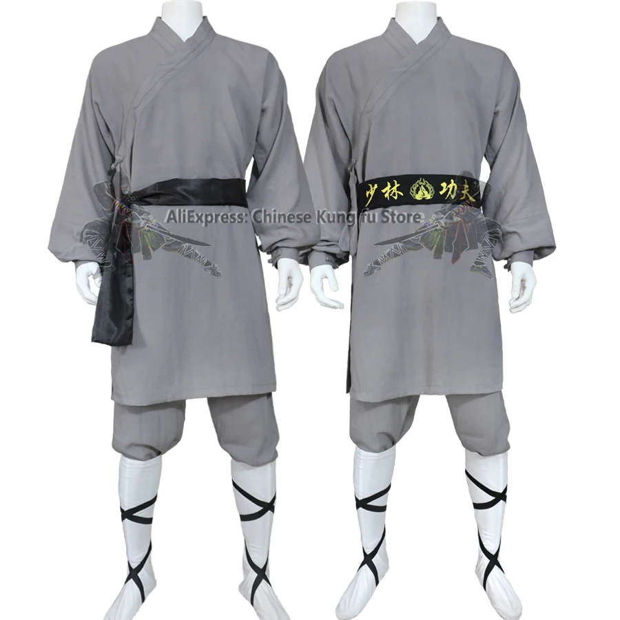 Tumši Pelēks Lina Shaolin Monk Robe Kung fu Vienotu Tai chi Uzvalks Cīņas mākslas Drēbes Pasūtījuma Pielāgotu ir Nepieciešama Jūsu Mērījumi